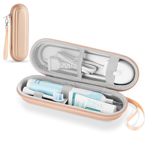 Toothbrush Travel Case for Oral B/Oral-B Pro 1000 1500 5000 7000 & Philips Sonicare 4100 1100 5300 5100 6100/iO Electric Toothbrush, Hard Protective Storage Bag (Gold) - color: Gold