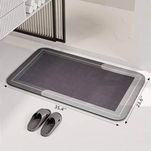 Large Bath Mat Rug, Rubber Non Slip Bath Mat Super Absorbent Quick Dry Bathroom Floor Mat Thin Bathroom Rugs Fit Under Door-Shower Rug for in Front of Bathtub Shower, Brown, Easy to clean, 23.6"x35.4" - color: Brown, size: 23.6"x35.4"