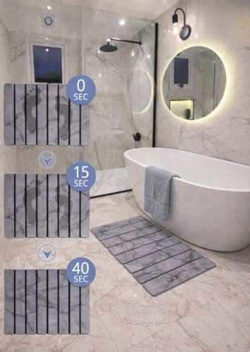 Premium Foldable Stone Bath Mat - Ultra Absorbent Quick Drying Compact Easy to Store & Clean Non-Slip Diatomaceous Earth Bath Shower Mat (Marble Grey) - color: Marble Grey