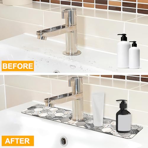 2 Pack Faucet Mat for Kitchen Sink Splash Guard Bathroom 23.5"X5.5" - size: 23.5" x 5.5"