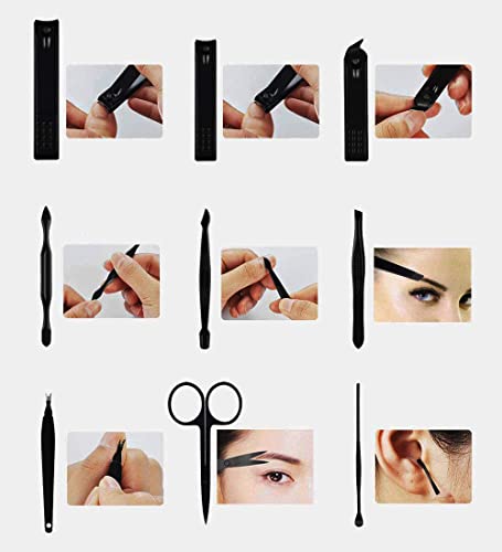Nail Clippers Sets High Precisio Stainless Steel Nail Cutter Pedicure Kit Nail File Sharp Nail Scissors and Clipper Manicure Pedicure Kit Fingernails & Toenails with Portable Stylish case (Black) - color: Red