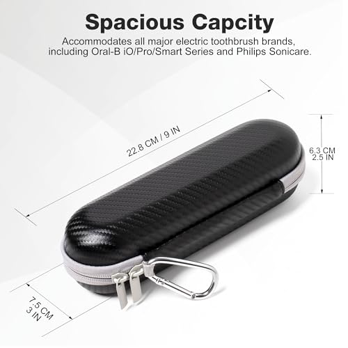 Nincha Hard Shell Electric Toothbrush Case - for Oral-B iO/Pro/Smart Series, Philips Sonicare Electric Toothbrush, Bigger Size Travel Case Fits all Powered Toothbrushes and Accessories Black - color: Black