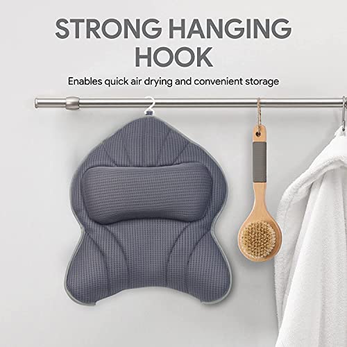 Poemland Extra Thick Large Bath Pillow with Neck,Back,Head Support for Bathtub, Spa, Soaking Gray(19''x15'') - size: Gray(19''x15'')