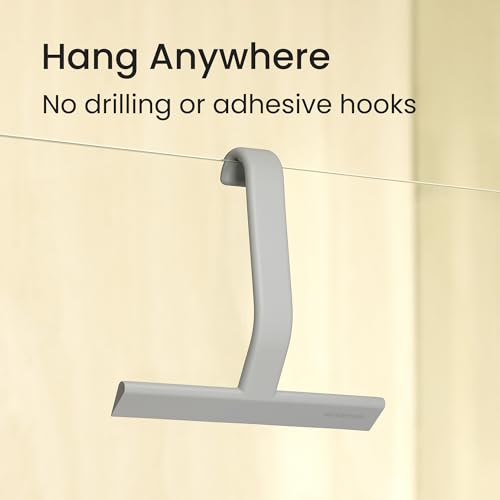 dancemoon JustHang Shower Squeegee for Glass Doors, All-One-Piece Award-Winning Silicone Squeegee with Built-in Hook for Bathroom, Window, Mirror, Tile Wall, Car, Streak-Free Cleaner Tool,10-Inch Gray - color: Dark Gray, size: 10 Inches