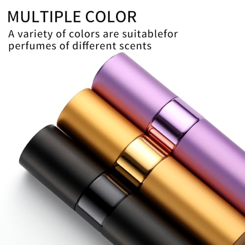 Perfume Travel Refillable Atomizer 8ML (3PCS) - Empty Cologne Spray Bottle, Portable & Leakproof Sprayer for Travel (Purple, Black, golden) - color: Purple, Black, golden