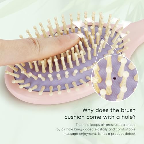 Bamboo Hair Brush for Women,Kid- Pink Detangling Brush for Curly, Long, Thick, Wet & Dry Use, Scalp Massage for Hair Growth, All Hair Types | Ideal Gift Combetter