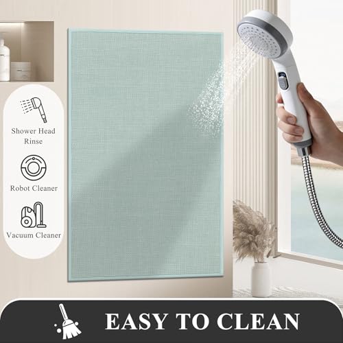 SHACOS Bath Mat Set of 2, Ultra Thin Washable Bathroom Rugs, No Slip Rubber Bath Rugs for Bathroom, Quick Dry Absorbent Bathroom Mat for Shower Outside Floor Toilet Sink (17"x24"+17"x24") - color: Light Green, size: 17"x24"+17"x24"