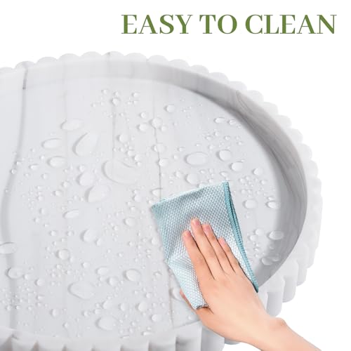 Round Bathroom Tray Silicone Kitchen Counter Decor Vanity Organizer Decorative Coffee Table Tray for Perfume, Candle, Soap Dish, 9 Inch, Marble - color: Marble Gray, size: 9"