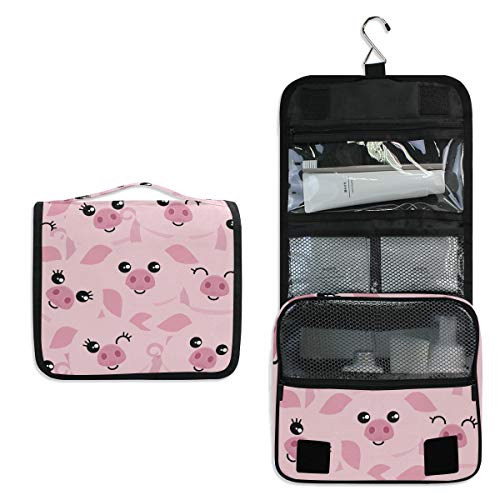 senya Hanging Travel Toiletry Bag Kit Makeup Case Cosmetics Organizer for Men Women - color: Cute Pigs