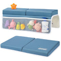 URMYWO Bath Kneeler and Elbow Rest Pad Set - 1.5" Thick Baby Bath Kneeler Pads with Toys Organizer, Anti-Slip Cozy Knee & Arm Support Bathtub Mat, Quick Dry Kneeling Pad for Baby Bath Time - color: Bluea
