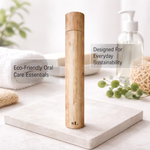 Sustainable Tomorrow Zen & Junior Bamboo Travel Box | Eco-Friendly Electric Toothbrush Case | Natural Bamboo Holder for Brush & Replacement Head | Plastic-Free Storage