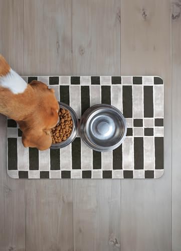FloorPops, Checker Black Quick Dry Diatomite Non Slip Stone Bath Mat, Rug, Checker Black Stone, Checkered, Rectangular, Large 24-in x 16-in - color: Checker Black Stone