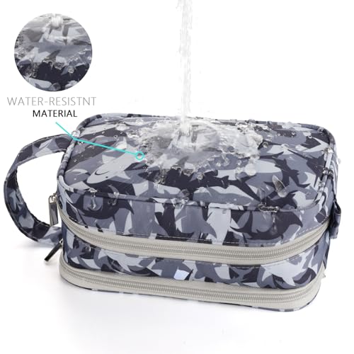 Shark Kids Toiletry Bag for Boys, Travel Toiletry Bag for Little Young Boys Waterproof Hanging Wash Bag Toddler Traveling Toiletries, Camo Black - color: Black Shark