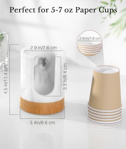 Luxspire Dixie Cup Dispenser, 5-7oz Bathroom Cup Dispenser, Marble Resin Dixie Cup Holder, Disposable Bathroom Paper Cup Holder, Cotton Pad Holder, Guest Bathroom Essentials, Gravel White, 1 Pack - color: Gravel White, size: 5-7oz