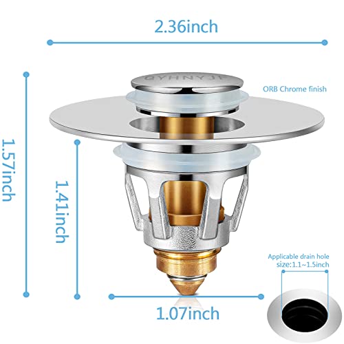 2Pcs Bathroom Sink Stoppers ，Pop Up Drain Stopper for Bathroom Sink，‎2-in-1 Sink Stopper & Strainer,Universal Wash Basin Sink Stopper，for 1.1"~1.5" Bathroom Sink Drain（Silver） - color: Silver*2