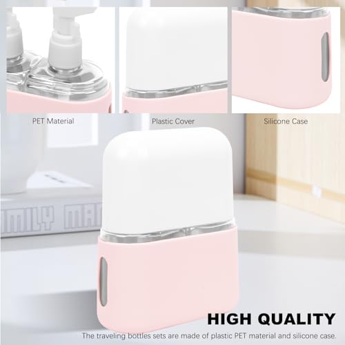 Skycase Travel Bottles - Leak Proof Refillable Tsa Approved Travel Size Toiletries, 2 in 1 Liquid Bottles Containers with Labels and Funnel Airplane Accessories Kits for Lotion Liquid (Pink) - color: Pink, size: 2 in 1