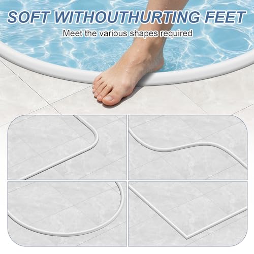 Silicone Shower Water Dam Stopper,Self-Adhesive Collapsible Splash Guard for Wet Dry Separation,Walk-in Shower Edge Seal Strip,Multi-Use Water Barrier for Bathroom,Kitchen Sink (White, 118inch) - color: White