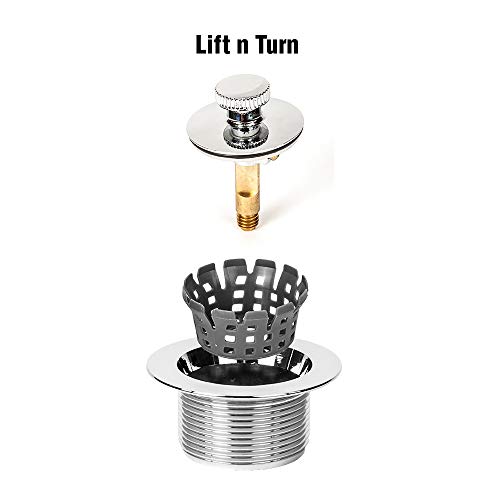 Universal Lift n Turn, (Twist Close) Bath Tub/Bathtub Drain Stopper Includes 3/8" and 5/16" Fittings Antique Brass - color: Antique Brass, size: With Hair Catcher