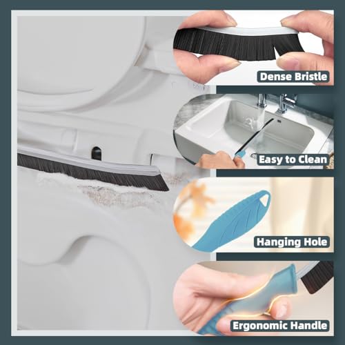 TQRR Toilet Brush, 4Pcs Bathroom Cleaning Brush, Toilet Scrubber, Deep Toilet Bowl Brush with Hanging Hole, Multifunctional Gap Cleaning Brush, Bristles for Kitchen Sinks, Tub,Shower (4, Light Blue) - color: Light Blue