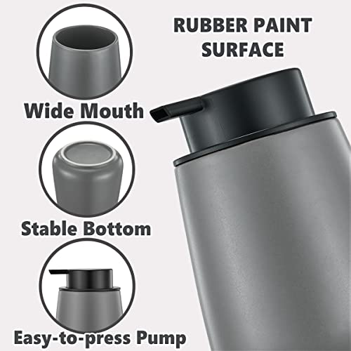 12Oz Hand Soap Dispenser Set - 2 Pack Ceramic Lotion Soap Dispenser Set with Easy-to-Press Black Pump, Refillable Mordern Liquid Dish Soap Dispensers for Bathroom & Kitchen (Grey, Liquid Pump) - color: Grey Liquid Dispenser