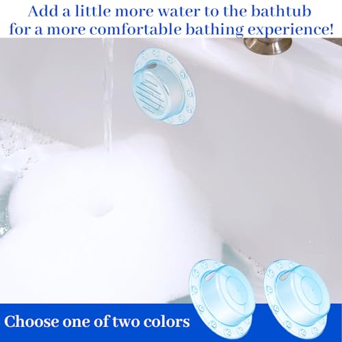 2Pcs 6.1" Bathtub Overflow Drain Cover Universal Bath Drain Cover Tub Stopper PVC Bathtub Water Seal Stopper for Draining Hole Blue Clear