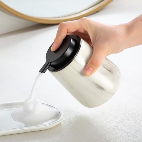 Enra Ceramic Foaming Soap Dispenser,12 oz Marble Foam soap Dispenser Bathroom Refillable Hand Soap Dispenser for Bathroom Kitchen with Easy-to-Press Pump(Marble Foam Type) - color: Black Foam Type