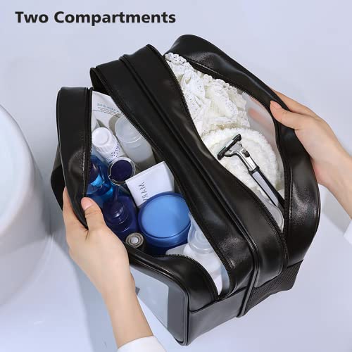 DAPOWER Travel Toiletry Bag for Women and Men, Matte Translucent Toiletry Bag with Handy Handle, Makeup Cosmetic Organizer Bag for Travel Toiletries Accessories (Black-XL) - color: Black-XL