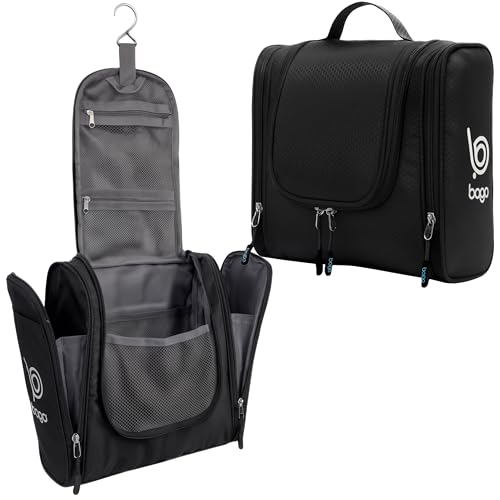 Bago Travel Toiletry Bag for Women and Men X-Large Waterproof Hanging Large Toiletry Bag for Bathroom and Travel Bag for Toiletries Organizer -Travel Makeup Bag (Black) - color: Black, size: X-Large