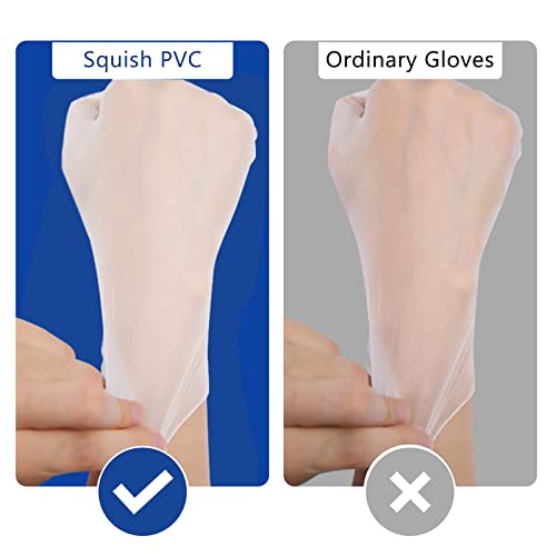 squish Disposable Gloves, 100 Count 4 mil Clear Vinyl Gloves Latex Free Powder-Free Health Glove Cleaning Rubber Glove for Kitchen Cooking Cleaning Food Handling, Medium - size: Medium (Pack of 100)