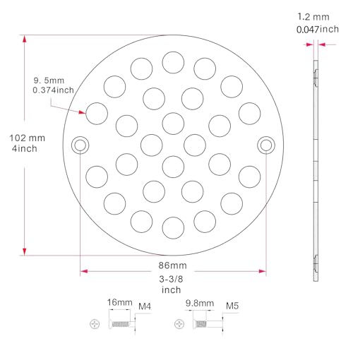 4 Inch Shower Drain Cover,Round Screw-in Floor Drain Cover,Easy-to-Install Replacement Cover - color: Chrome, size: 4 inch