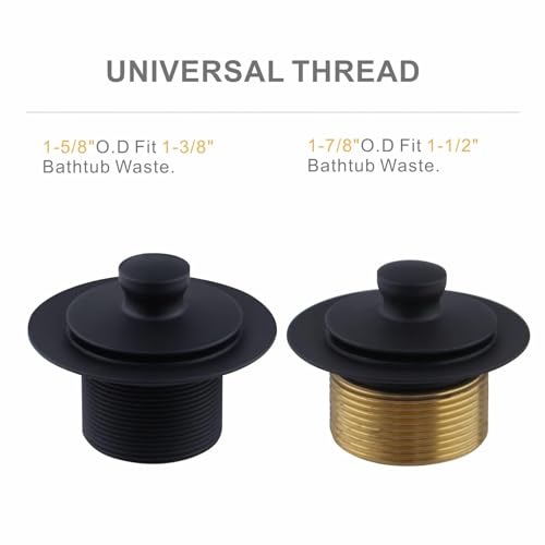 WELLUP Black Bathtub Drain Conversion Kit,Lift & Turn Tub Drain Overflow | Solid Brass & Stainless Tub drain,Fits 1-3/8 & 1-1/2 Bathtub Drain,Replacement Tub Drain kit,1 Hole Overflow Faceplate - color: Black, style: 1 Hole