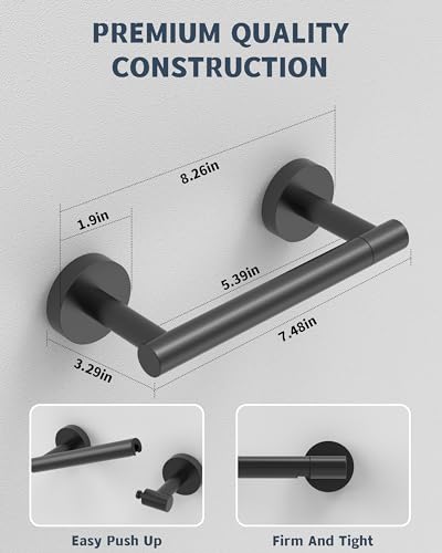 RARXTR Matte Black Toilet Paper Holder SUS304 Stainless Steel Double Post Pivoting Toilet Paper Roll Holder Wall Mounted Toilet Tissue Holder for Commercial Bathroom RV - color: Matte Black, size: Wall Mount