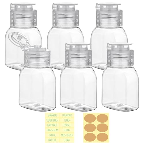 Travel Bottles for Toiletries 6 Pack 2oz/60ml Leak Proof Travel Size Toiletries TSA Approved Squeeze Bottles with Flip Cap Wide Mouth Containers for Shampoo Conditioner Body Wash(Clear) - color: Clear, size: 2 Ounce