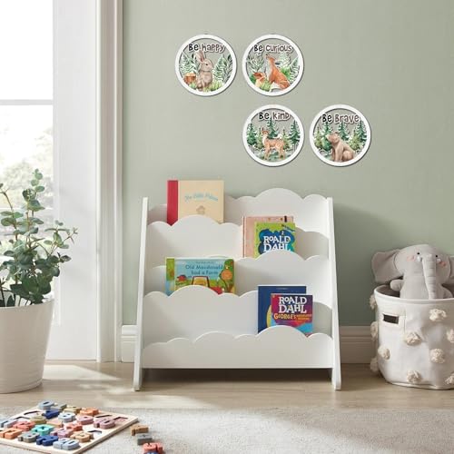 HPNIUB Woodland Nursery Wall Decor, Inspirational Girl Room Hanging Sign, 4 Pieces 10''x10'' Jungle Animals Wooden Decoration for Kids, Cartoon Fox Bear Art Sign for Teens Toddler Boy Baby Playroom - color: Woodland Animals