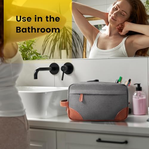 Vorspack Large Travel Toiletry Bag - Hanging Toiletry Bag for Men Water Resistant Canvas Shaving Bag with Large Capacity for Home Travel - Light Grey - color: Light Grey, size: Large