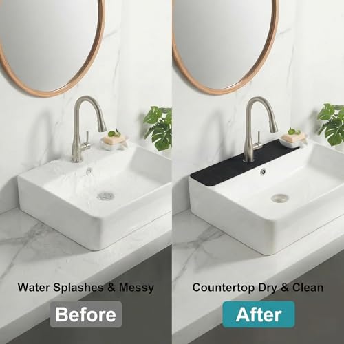 Cuttable Kitchen Sink Faucet Mat: 30" Lx5.5 W Splash Guard with Center Hole | "Customizable Absorbent Non-slip Fabric Rubber Mat, Cut to Fit 2,3,4 Holes Irregular Sink with Soap Dispenser Air Gap " - size: 30''Lx5.5''W