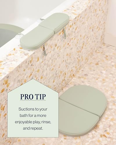 Lalo Knee & Elbow Saver - Foldable Padded Cushions for Bathtime, Quick-Dry, Suction Cups for Stability, Bath Kneeler Rest Set 17 x 11.5 in Knee Pad & 16 x 4.5 in Elbow Pad - Heather Grey - color: Heather Grey