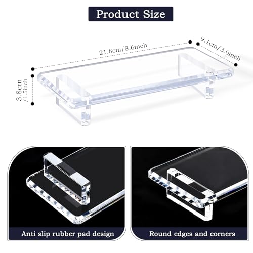 Small Clear Acrylic Vanity Tray, Bathroom & Kitchen Counter Decor | 2-Pack, Space-Saving, Elevated Base, Candle, Perfume & Toilet Tray, Restroom，Living Room, Office & Entryway Decor - size: Small-8.6x 3.6 x 1.5 inches