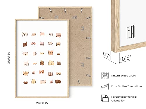 HAUS AND HUES Funny Bathroom Art - Butts Collage Cute Bathroom Decor, Sign, Wall Art (Beige Frame, 24x36) - color: Butts, size: 24"L x 36"W, style: Beige Framed