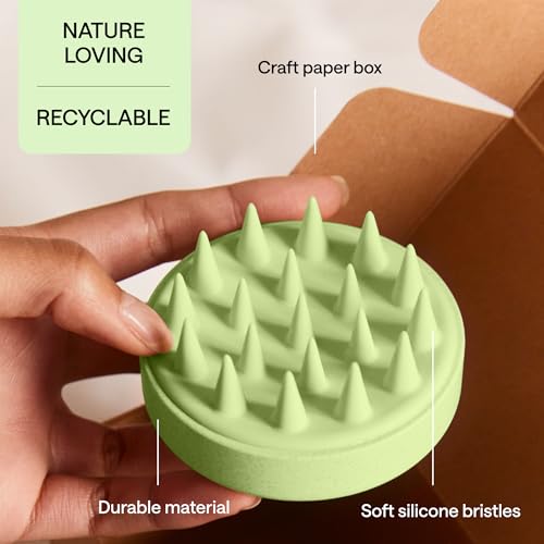Silicone Scalp Scrubber for Dandruff – Serum, Balm, & Hair Oil Applicator – Scalp Massager Hair Growth for Men, Women – Shampoo Massager Brush or Head Scratcher – Alternative to Shower Comb (Green) - color: Green