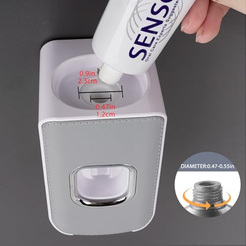 2 Slot Plastic Toothbrush Holder and Toothpaste Dispenser Wall Mounted, Automatic Toothpaste Squeezer, 2 in 1 Tooth Brush Toothpaste Organizer for Shower (Grey) - color: Grey - Type B, size: 1