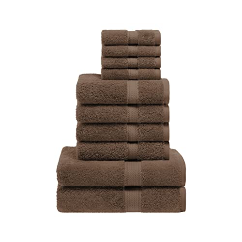 Superior Egyptian Cotton Ultra Plush & Absorbent, 10 Piece Set, Chocolate | Quick Dry, Soft Luxury Towel Set, Bath Essentials, Guest Bath, Spa, 2 Bath, 4 Hand, 4 Face Towels, Madeline Towels - color: Chocolate, size: 10-Piece Towel Set