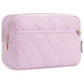 Noozion Makeup Bag Travel Toiletry Bag, Puffy Padded Cosmetic Bag for Women, Makeup Organizer Case, Wide-open Pouch Purse, Travel Essentials - color: Purple