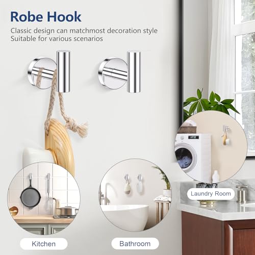 TQKAG Polished Chrome 5 Piece Bathroom Hardware Accessories Set 23.6" SUS304 Stainless Steel Bathroom Towel Bar Holder Sets Double Post Pivoting Toilet Paper Holder Set Wall Mounted - color: Polished Chrome, size: 5-Pieces Set-B