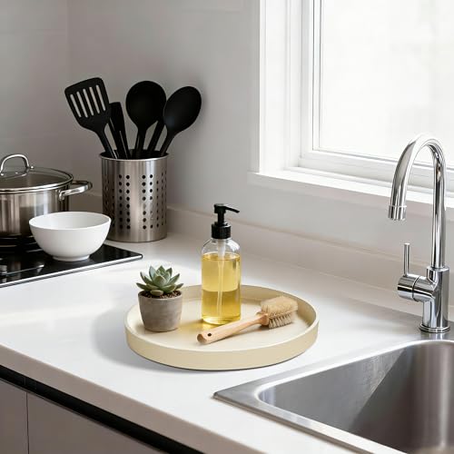 1 Pack 9" Bathroom and Vanity Tray, ABS Bathroom Counter Organizer, Coffee Table Decor for Perfume, Candles, Keys &More. Kitchen Countertop Organizer, Decorative Tray Soap Holder, Yellow - color: Yellow, size: 9"