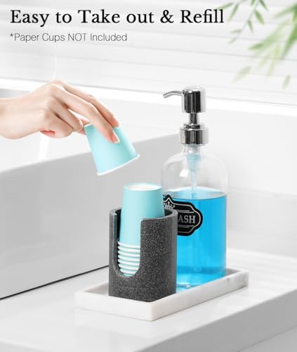 Luxspire Bathroom Cup Dispenser, 3oz Dixie Cup Dispenser, Resin Dixie Cup Holder, Disposable Paper Cup Holder for Bathroom, Cotton Pad Holder, Guest Bathroom Essentials, Gray - color: Gray, size: 3oz