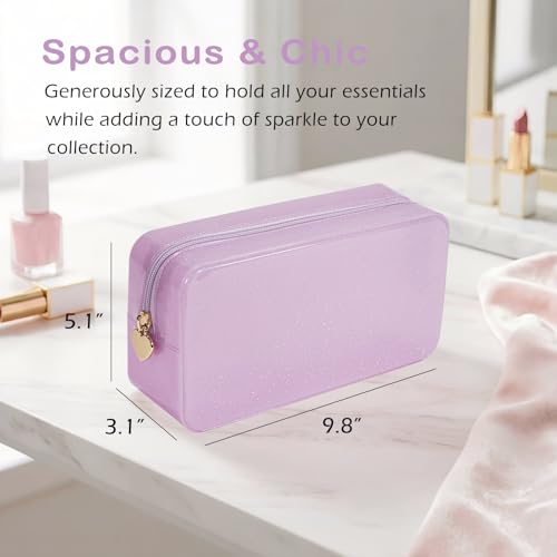 PVC Jelly Travel Makeup Bag,Waterproof Cosmetic Bag/Case with Zipper, Toiletry SPF Bag for Sunscreen, Skincare, and Daily Essentials (01 Ballet Pink) - color: 01Ballet Pink