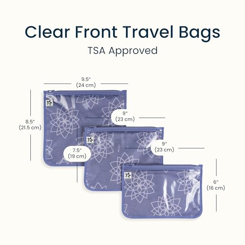 Tiny Twinkle Diaper Bag Organizing Pouches|3 Pack Mess-Proof Clear Front Travel Organizer Bags&TSA Approved Toiletry Bag Set for Baby and Mom Essentials - color: Lotus