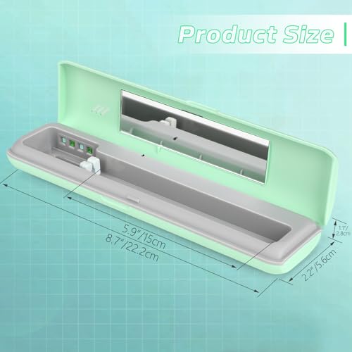 YourMate UVC Toothbrush Sanitizer Case Travel Toothbrush Covers Case for Traving or Business Trip Power by AA Battery or USB-C Cord Green - color: Green