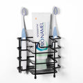 Linkidea Toothbrush Holder for Shower, Stainless Steel Brush Stand, Countertop/Wall Mount 3 Slots Organizer Compatible with Colgate Extra Clean, Oral-B CrossAction Manual Toothbrush (Black) - color: Black